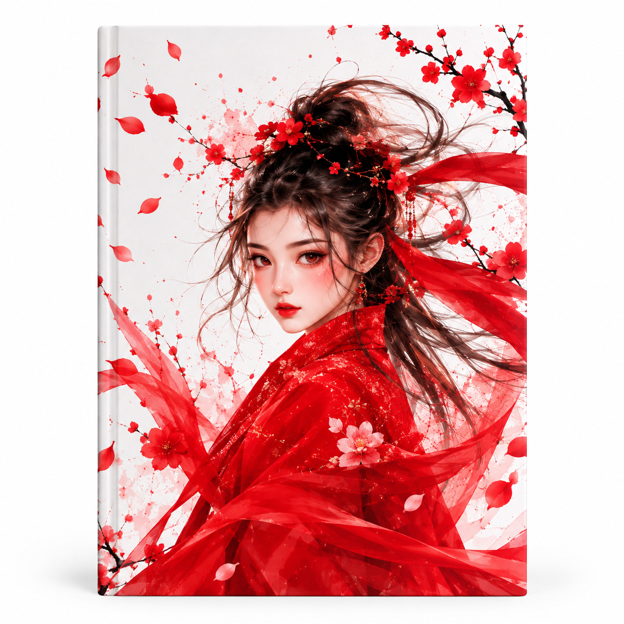 Personalized Red Blossom Hardcover Journal front cover